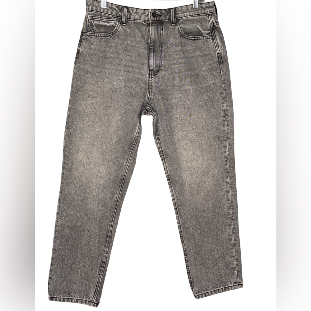 Zara Acid Wash Slim Straight Jeans Size 10 Black 100% Cotton